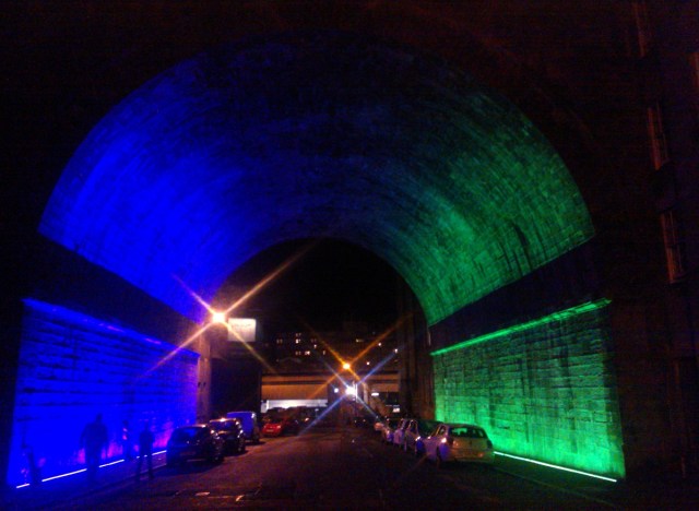 Under Regent Bridge, Calton Road, Edinburgh (Callum Innes installation).